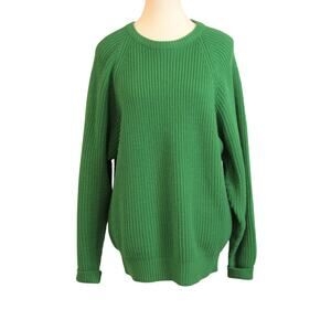 VTG 90's Kelly Green Chunky Knit Crew Neck Women's Sweater Carriage Court sz L